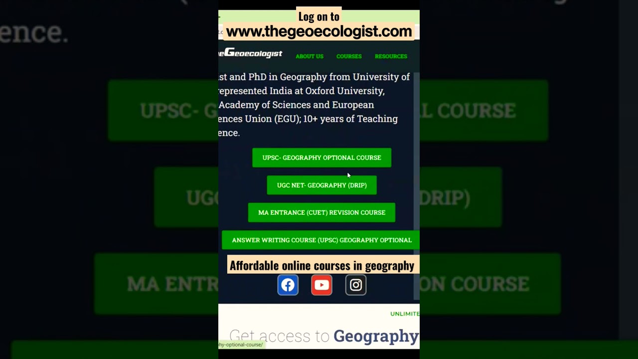 MA geography entrance - UGC NET Geography - UPSC #shorts