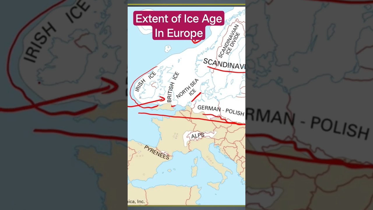 Extent of Ice Age in Europe - Europe water bodies formation #shorts