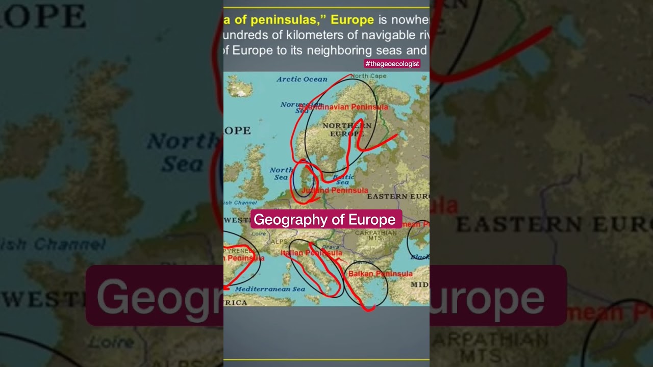 Peninsulas within a Peninsula-Europe #upsc #viralvideo #shorts
