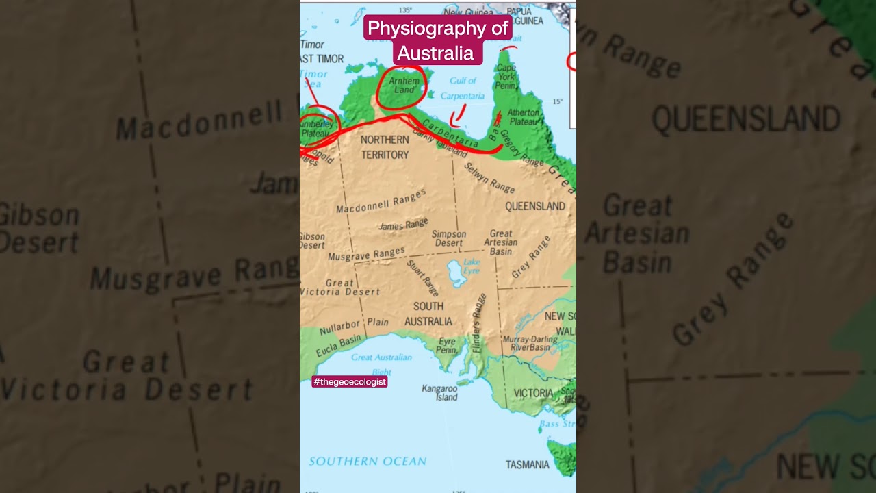 Physiography of Australia - Australia Physical Geography #upsc #shorts