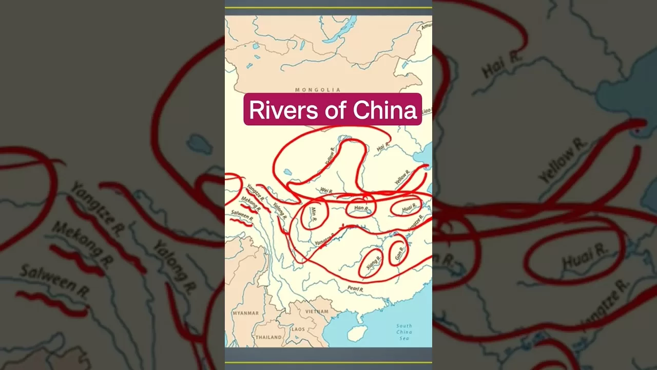 Rivers of China- Geography of China #upsc #viralshorts #shorts