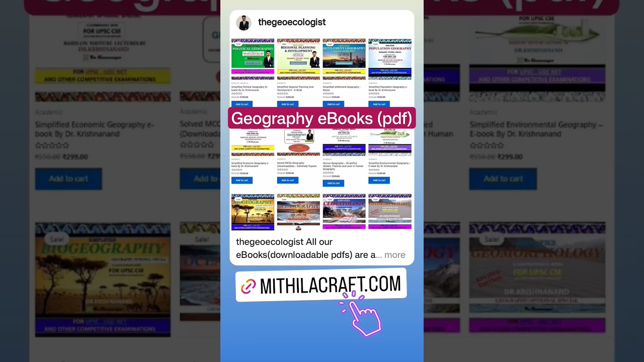 Geography eBooks available at mithilacraft.com #upsc #ugcnet #shorts