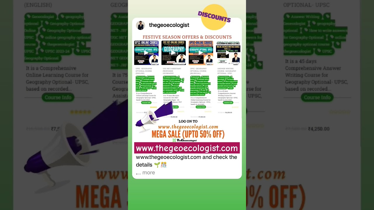 Mega Sale- Discounts on all Online Geography Courses- thegeoecologist #upsc #shorts