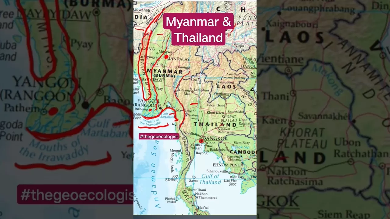 Geography of Myanmar - Geography of Thailand #upsc #shorts