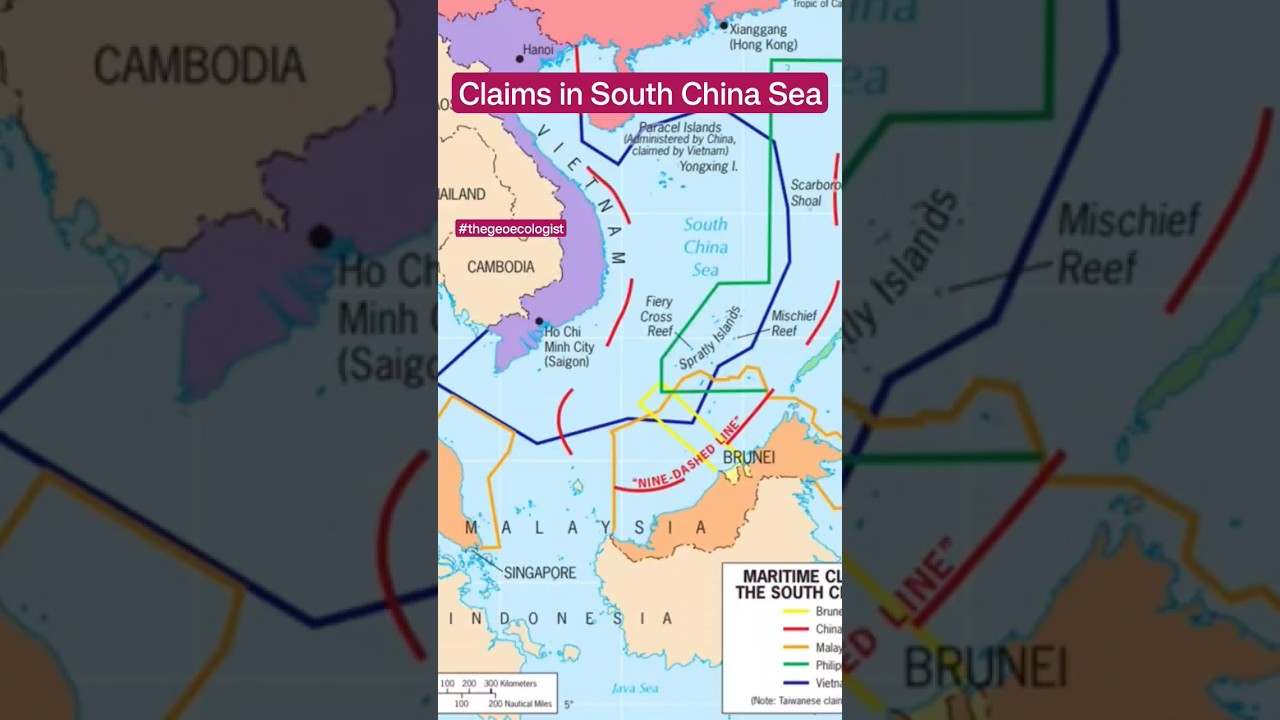 Maritime Claims in South China Sea - Geopolitics of South China Sea #shorts #upsc
